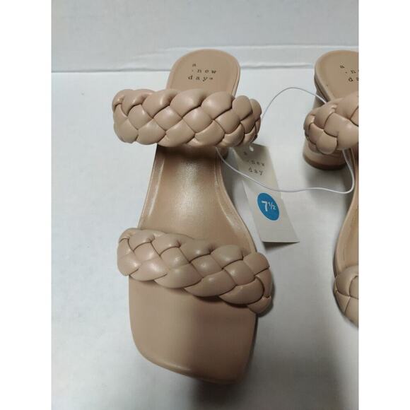 Braided Heels Sandals Women's brown A New Day Tiana Mule Color Beige - Size 7.5 - Picture 2 of 16